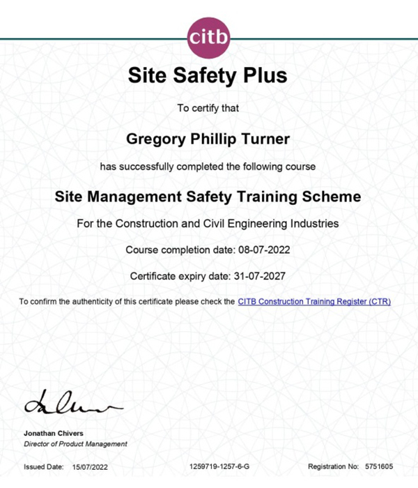 CITB Site Safety Plus Certificate